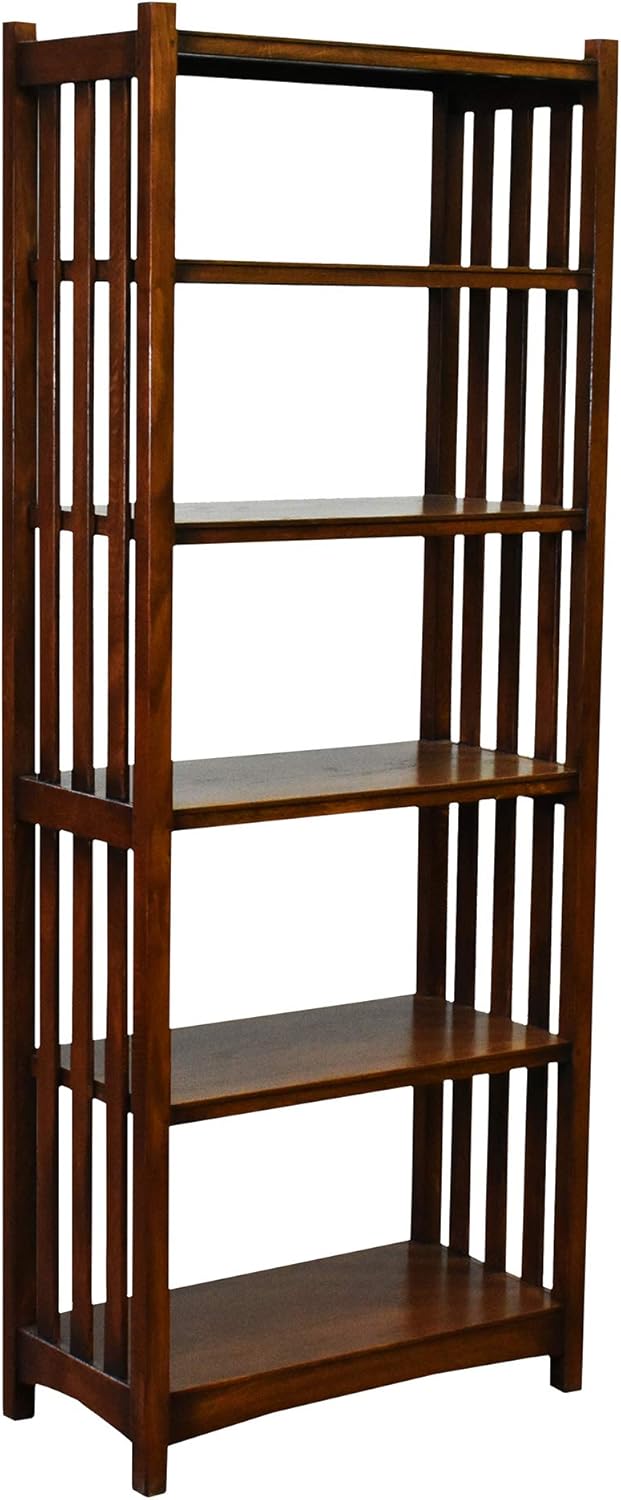 Crafters and Weavers Mission Spindle Side 4 Shelf Bookcase - Walnut (W1)