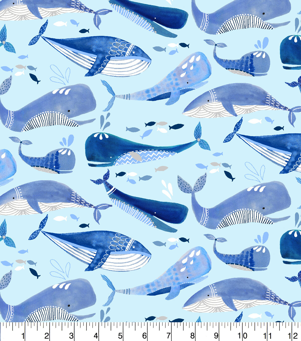 Super Snuggle Flannel Fabric Whales