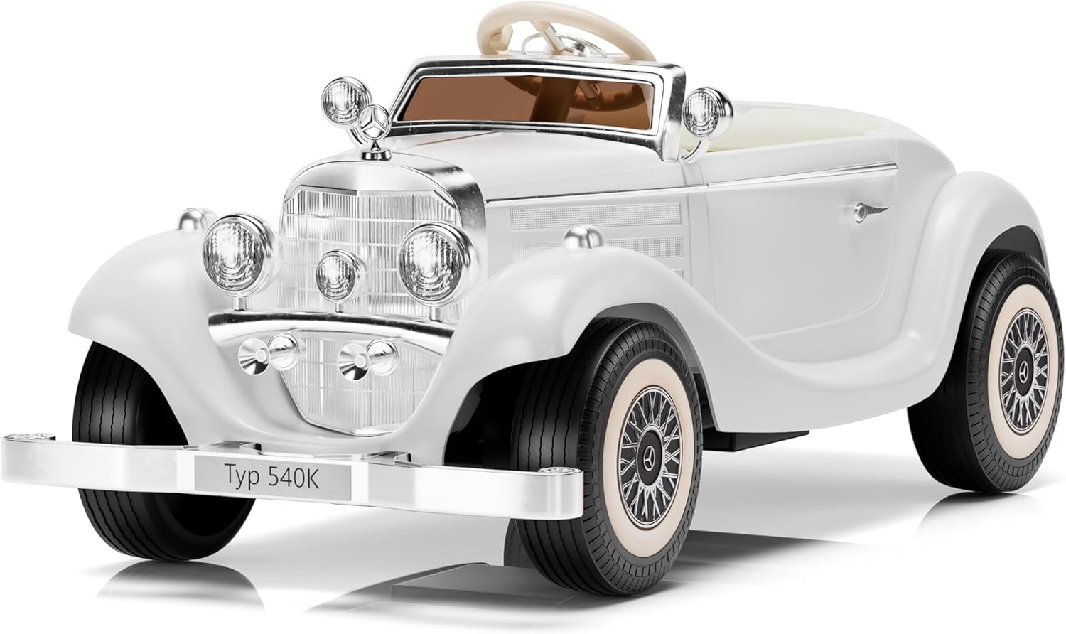 Kids Ride On Car with Remote Control Compatible with Mercedes Benz 12V 7Ah Power Vehicles Wheels Parent-Child Ride on Toys Classic Electric Ride-on Car for Boys Girls (White)