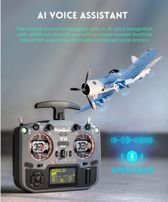 V14MAX FPV RC Radio Controller, Professional Remote Transmitter with OLCD Display, for RC Drones and Aircraft elrs fpv controller drone rc radio transmitter remote control (YELLOW)