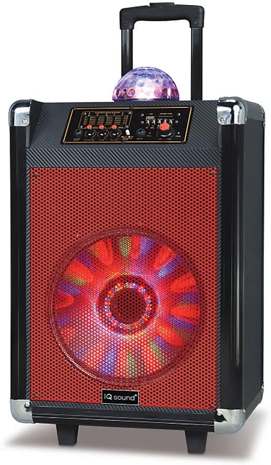 IQ Sound IQ-3612DJBT 12-inch Portable Bluetooth Speaker with Disco Ball Light, 12