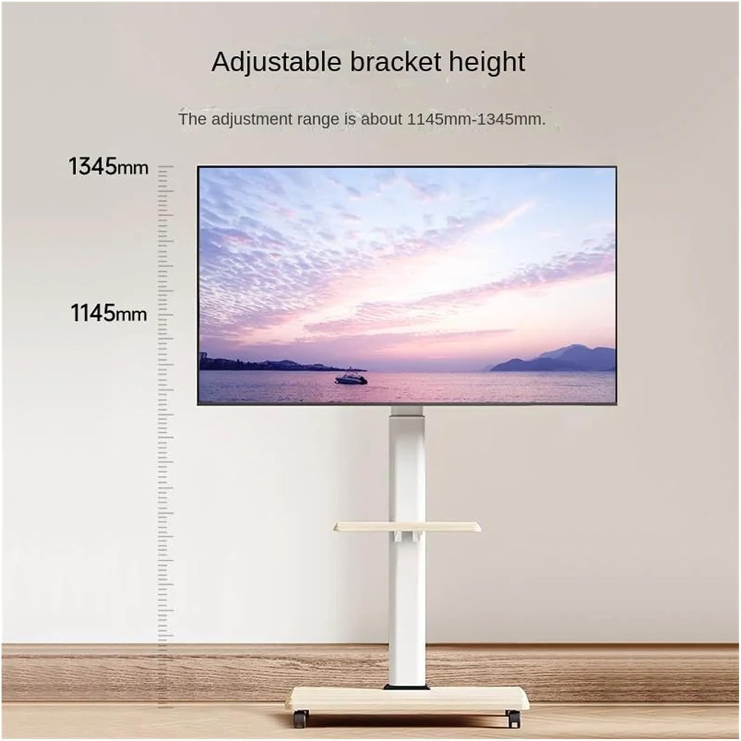 Floor Standing TV Stand Base with Swivel Mount Height Adjustment for 32-75