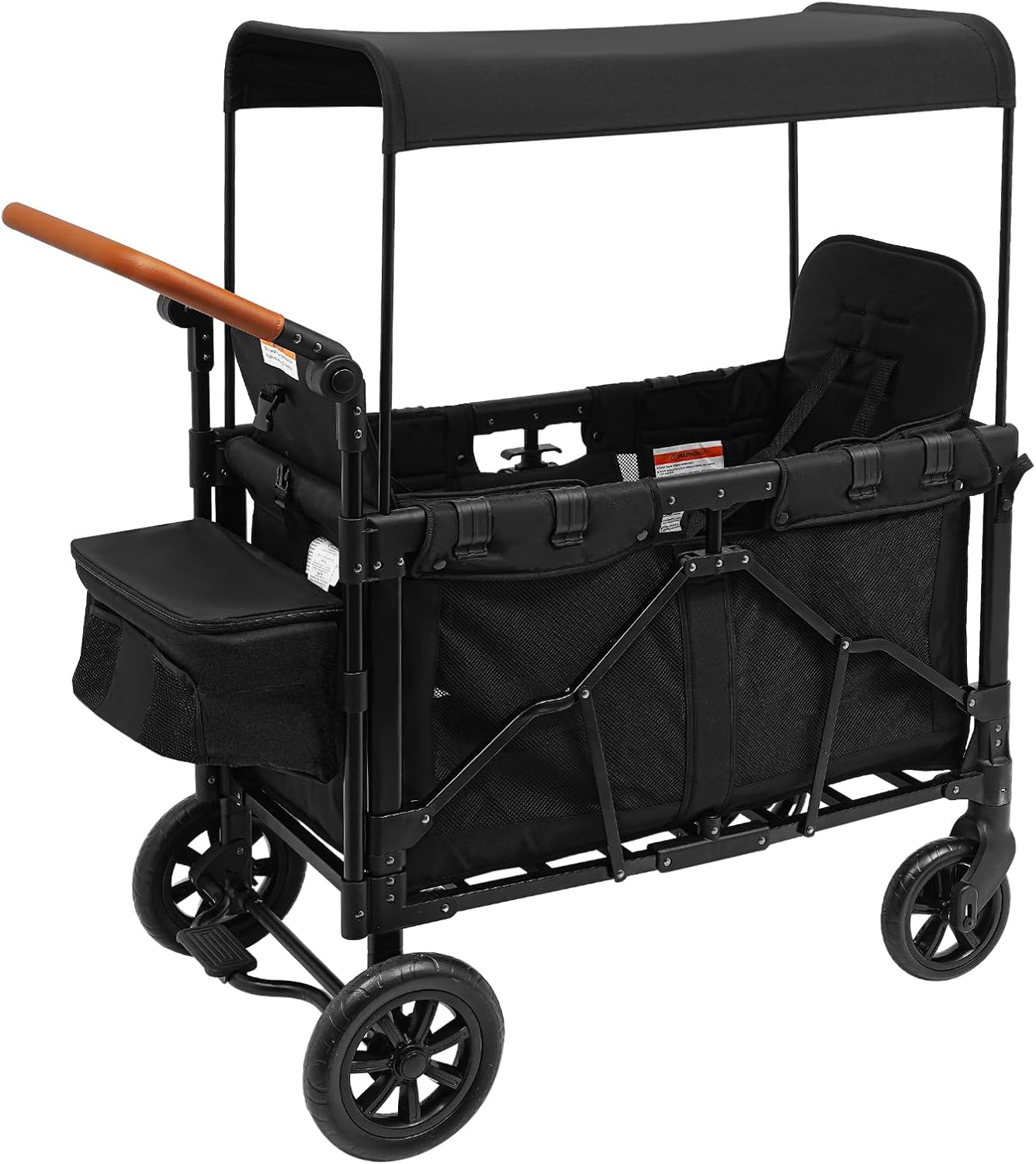 Stroller Wagon for 2 Kids, Wagon Cart with 2 High Seat & 4 Wheels, Foldable Wagon Stroller with 5-Point Harnesses for Garden Beach Camping Sports, Utility Cart with Side Pockets