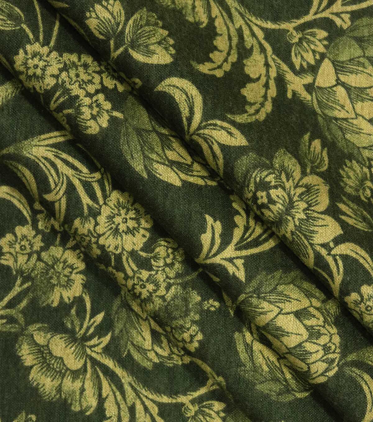 Green Floral Super Snuggle Flannel Fabric