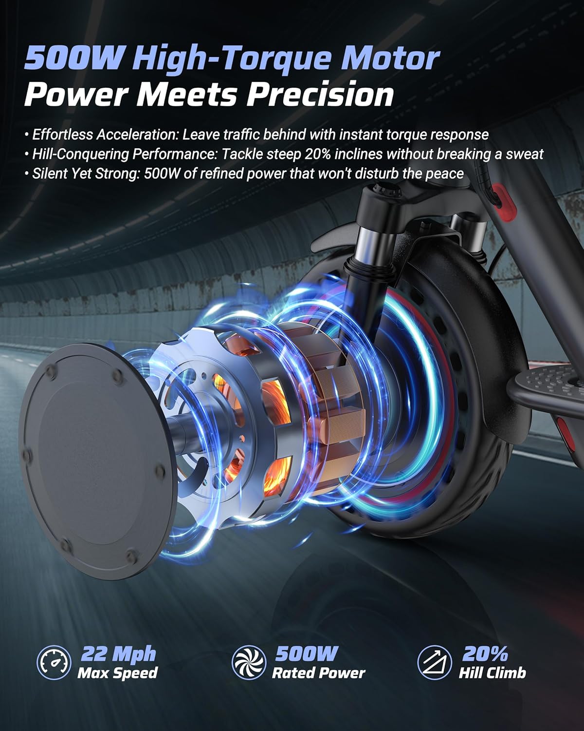 Electric Scooter for Adults, 350W/500W Motor, Up to 22 Miles Long Range, 8.5