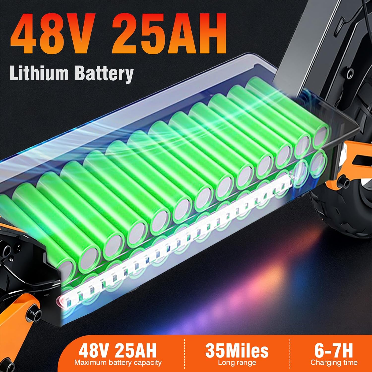 2000W Peak Electric Scooter for Adults, 35 Miles Long Range, 48V25AH Battery, 500 lbs Load Capacity, 11