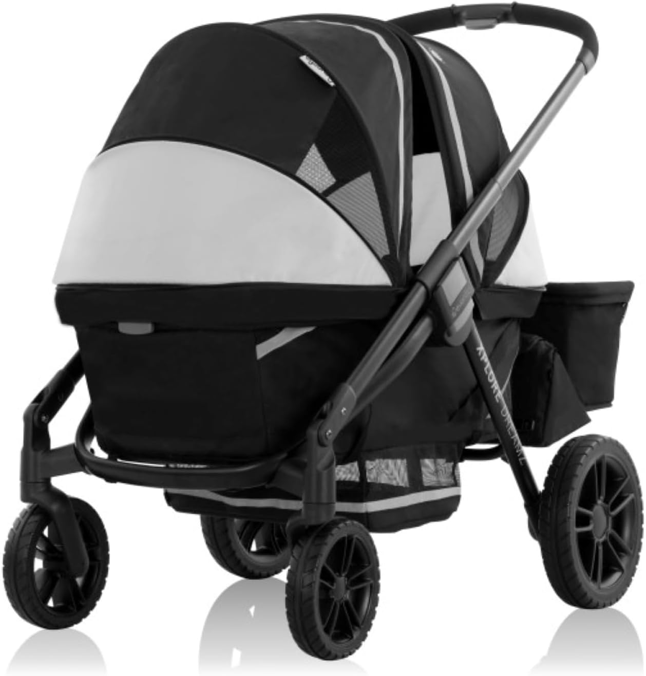 Evenflo Pivot Xplore Dreamz All-Terrain Stroller Wagon with Bassinet Insert and Adaptor, Jetsetter Black