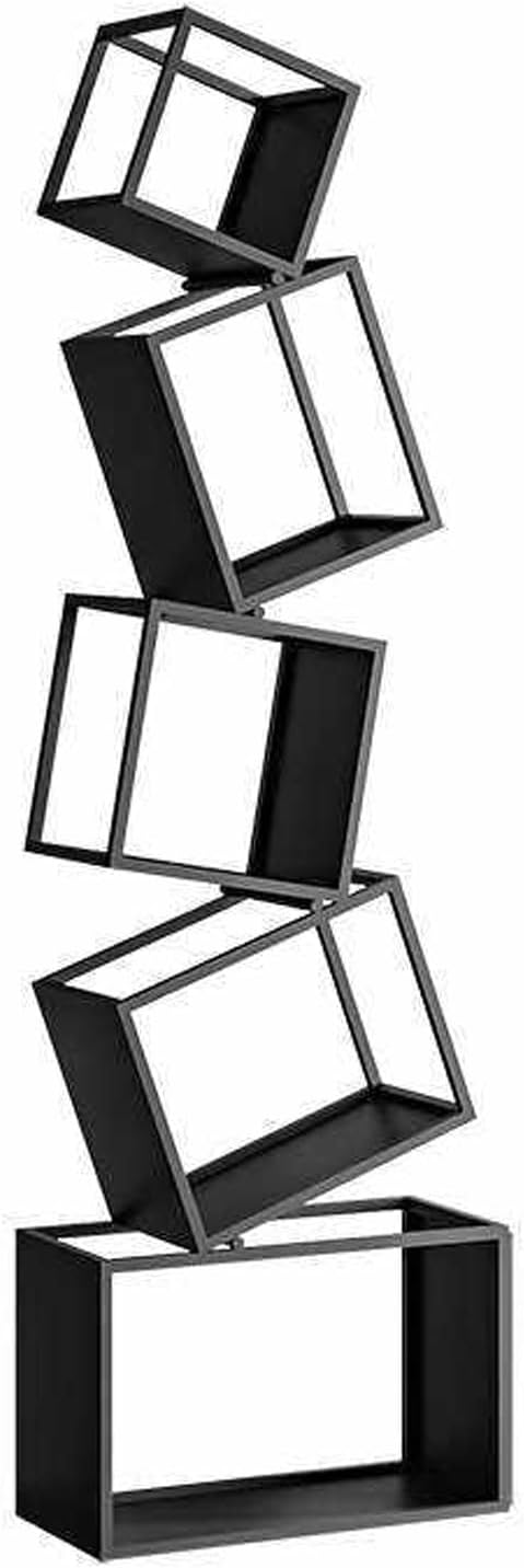 KXKJRYB 5 Tier Bookshelf Irregular Geometry Industrial Storage Shelves Metal Book Shelf Assembled Bookcase for Living Room and Study-B