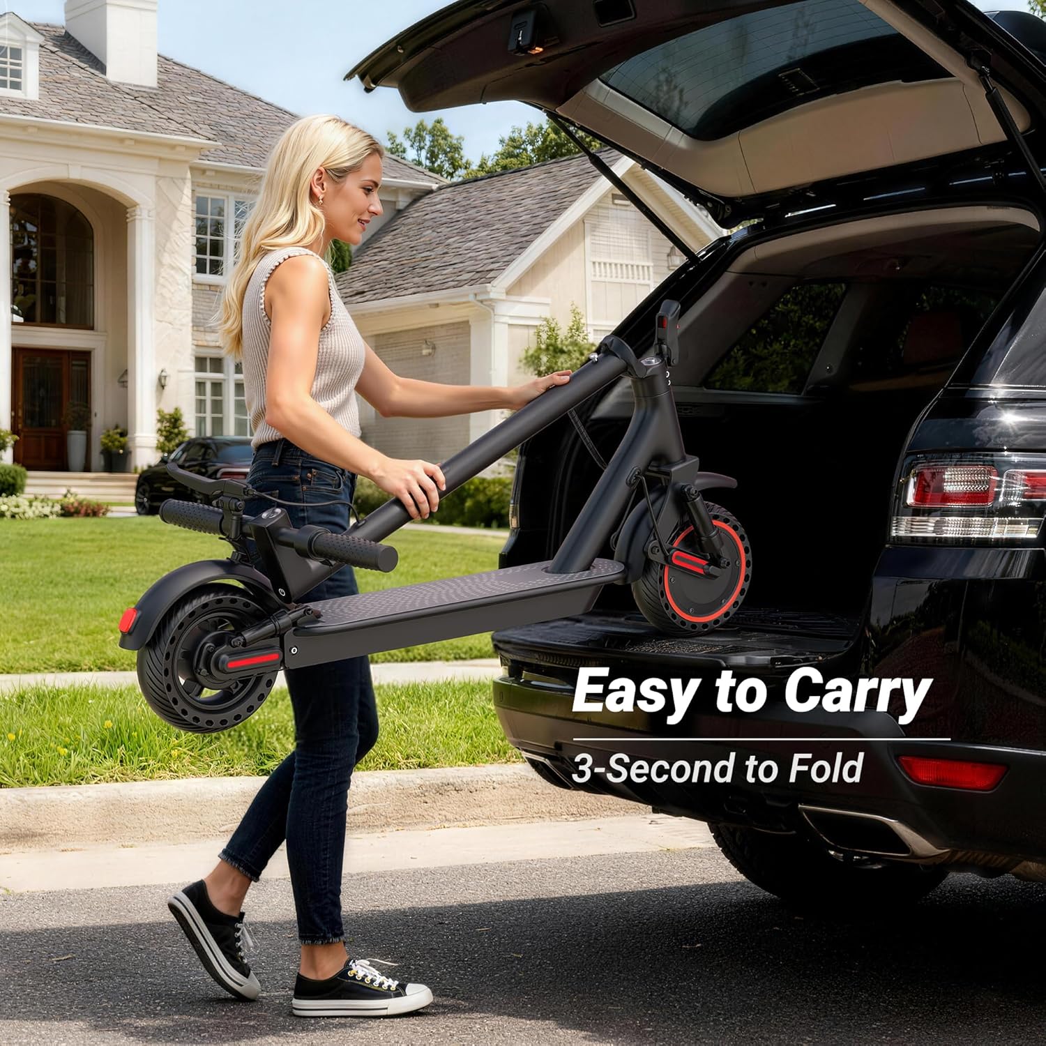Electric Scooter for Adults, 350/500W Motor, 19/22MPH, 21/31 Miles Max Range, Dual Suspension, 8.5/10