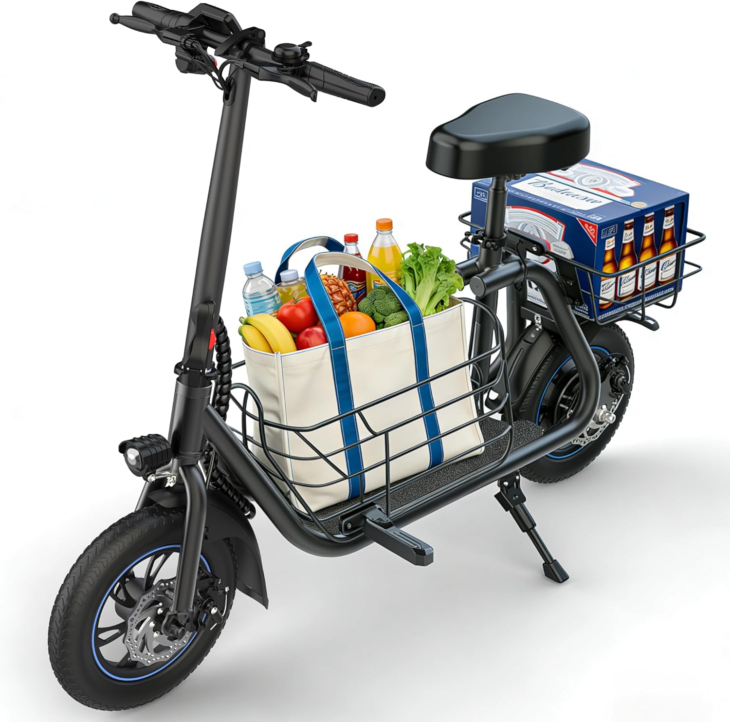 Gyroshoes Electric Scooter with Seat for Adults & Teens, 550W Powerful Motor, 20-Mile Range, Speed up to 18.6MPH, Ample Storage for Pets & Cargo, Electrically-Powered Motor Scooters