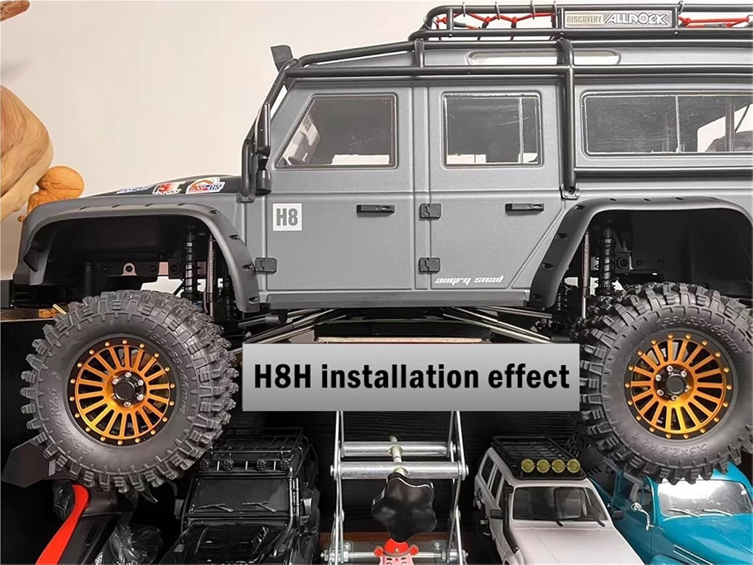 Adjustable oil L=105mm metal negative pressure double shock absorber, suitable for 1/8 Rc track H8h Yikong off-road vehicle(Dark Grey)