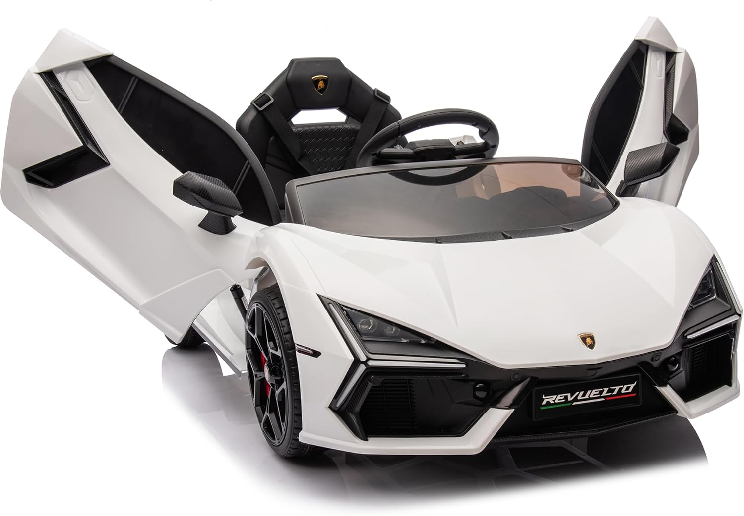 GarveeLife 12V Ride On Car for Kids, Licensed Lamborghini Revuelto Electric Vehicle, Battery Powered Sports Car Toy for Boys & Girls, with Bluetooth, USB, Music, Remote Control, Headlight, White