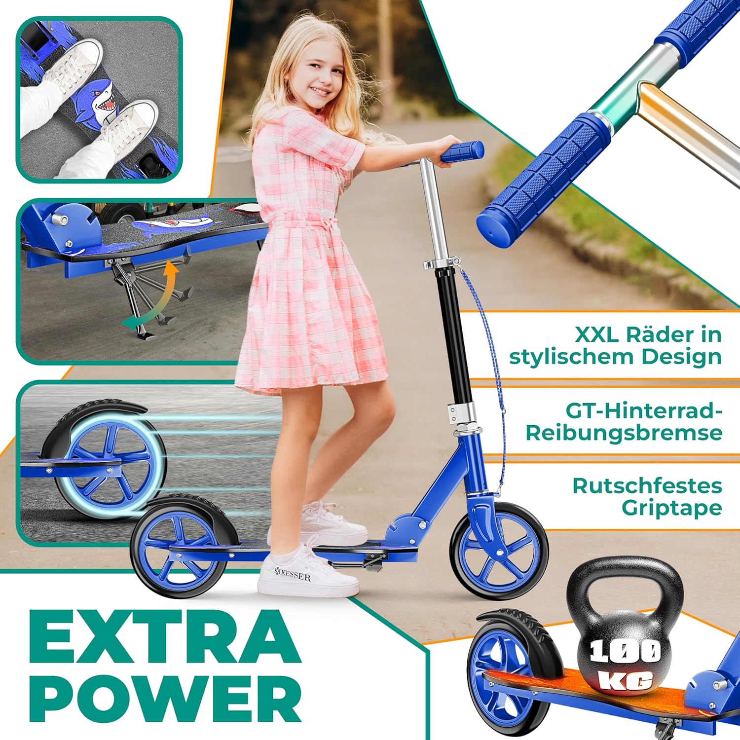 KESSER® Scooter Scooter Kids Scooter City Scooter Motorized Scooter Push Scooter Push Scooter Scooter Folding Stunt Scooter