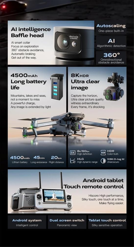 Triple Battery,Yi6 Max 6000M LCD SC GPS Drone 4K Dual Camera 6G WiFi FPV 3-Axis Gimbal Professional Obstacle Avoidance Quadcopter RC Dron Toy