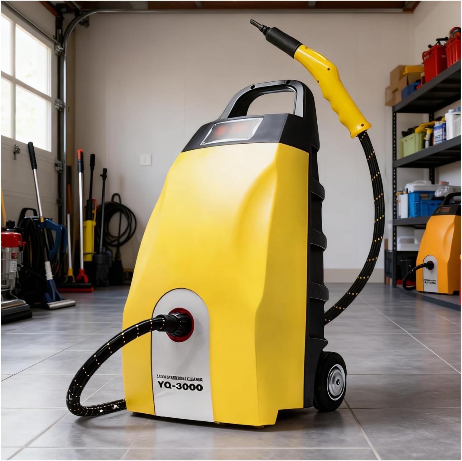 WEICNE 2500W High Pressure Multi Use Steam Washer, 3.5L Portable Steamer Cleaning Machine, with 8 Accessories, for Kitchen Home Use,Upholstery, Bathroom, Grout and Tile, Car Detailing Yellow