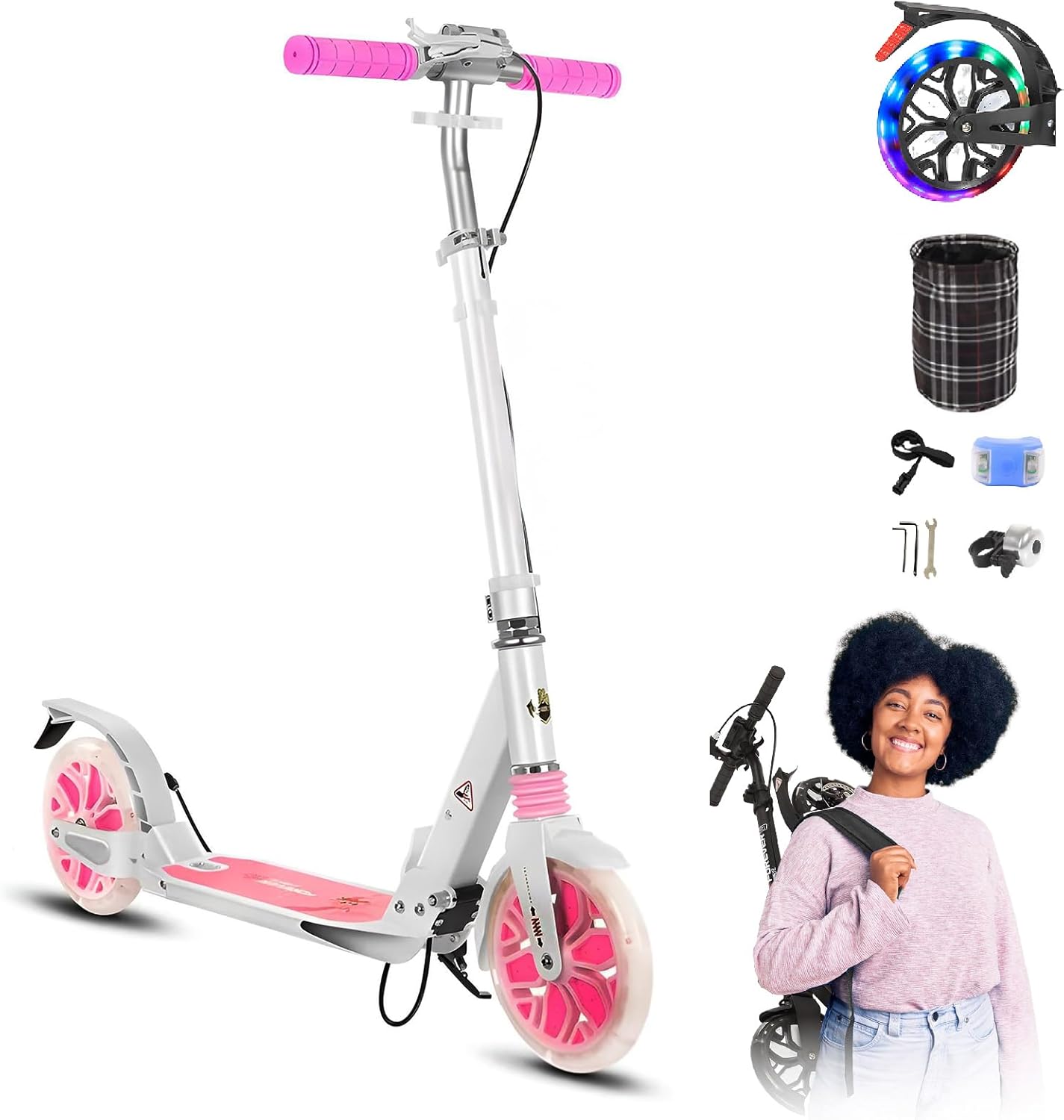 Kick Scooter with Light-Up Wheels, 8