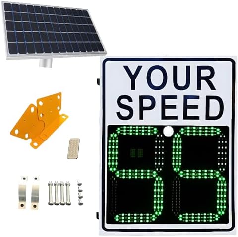 Solar Powered Traffic Speed Limit Sign, Adjustable Radar Feedback Board, Remote Control, IP65 Waterproof, Yellow, 24x35in - Enhance Road Safety and Visibility