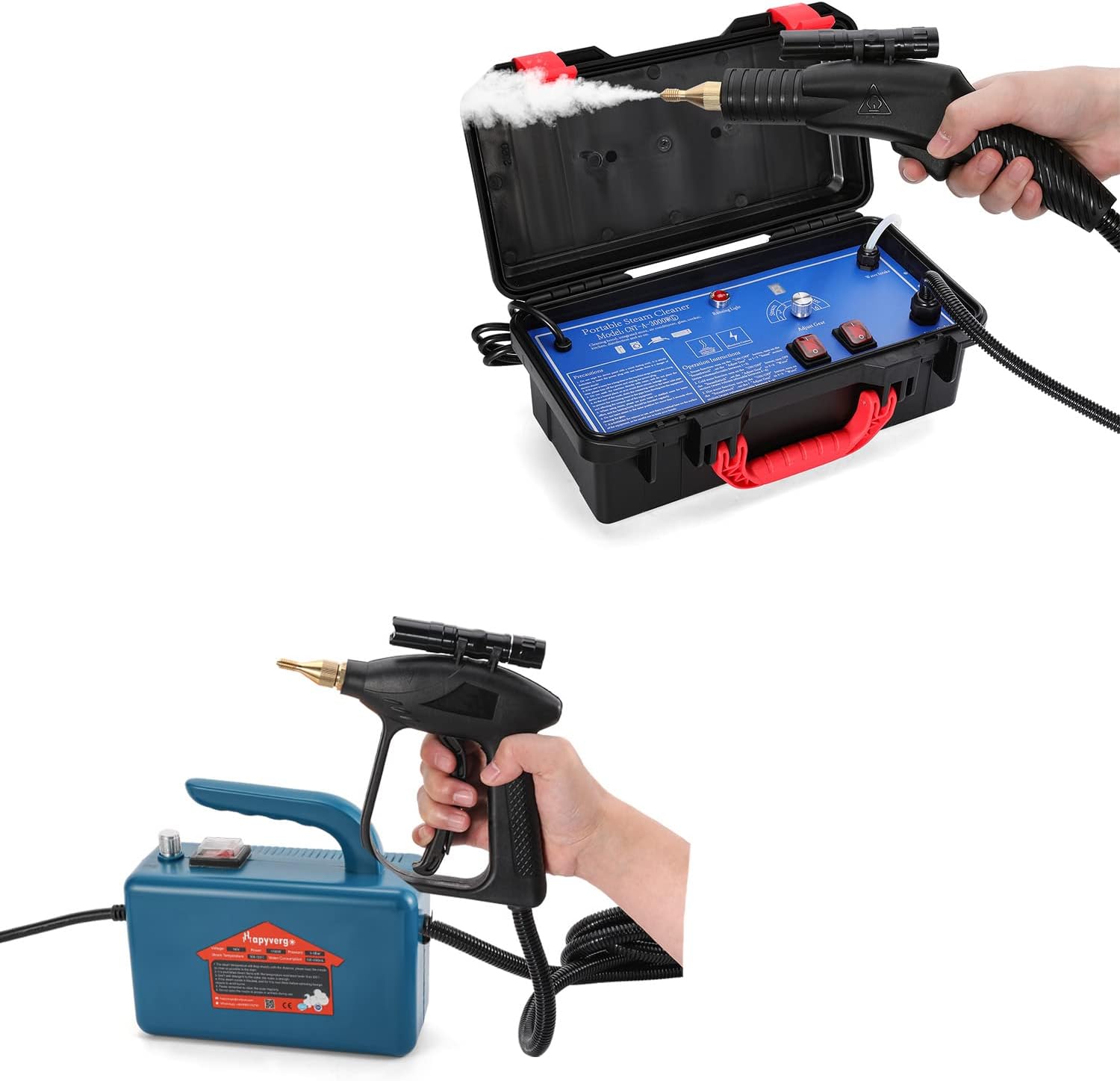 Hapyvergo Tankless Heavy Duty Steam Cleaner + Tankless Portable Steam Cleaner