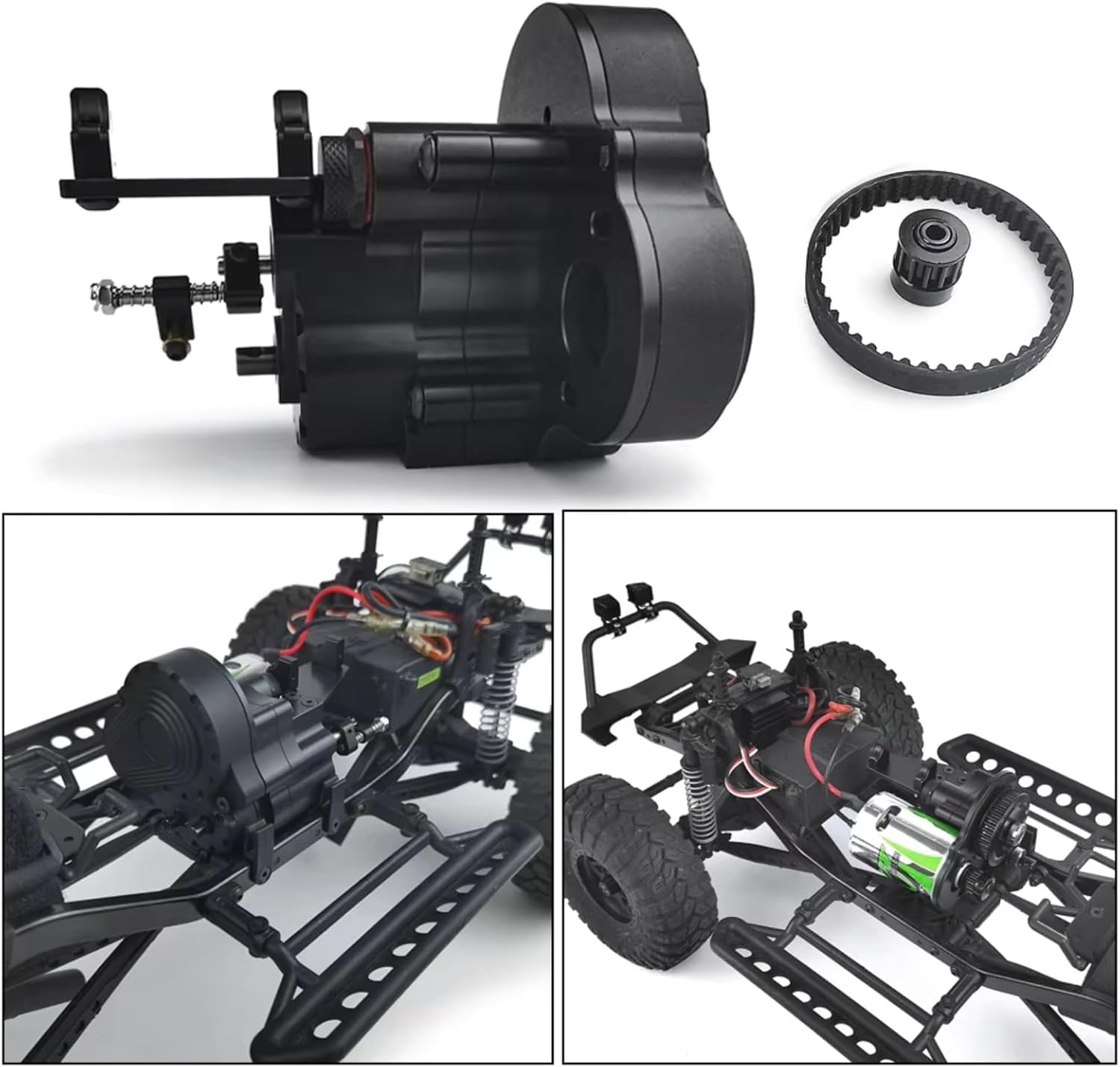 RC Gearboxes For Axial For SCX10 For Wrangler For Wraith 90048 1/10 Metal 2 Speed Reverse Gearbox Transmission Belt RC Crawler Car Parts