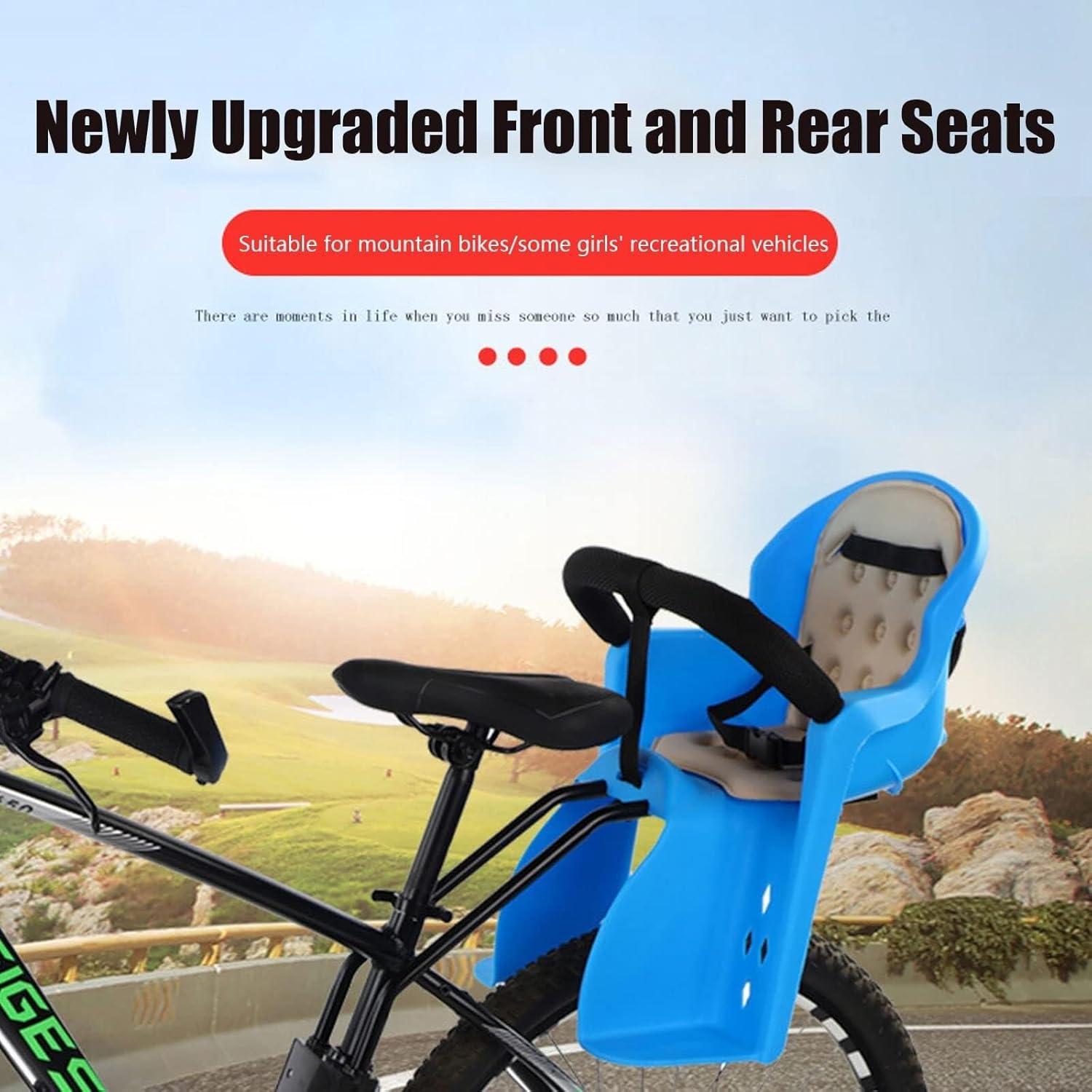 Kids Bike Seat to Fit in Adult Bike Front Rear Mount Child Carrier with Protective Railing Pedal for Mountain Bikes, Cruiser Bikes for Children Toddlers Aged 0.6 to 4, Max Weight 50kg,Red