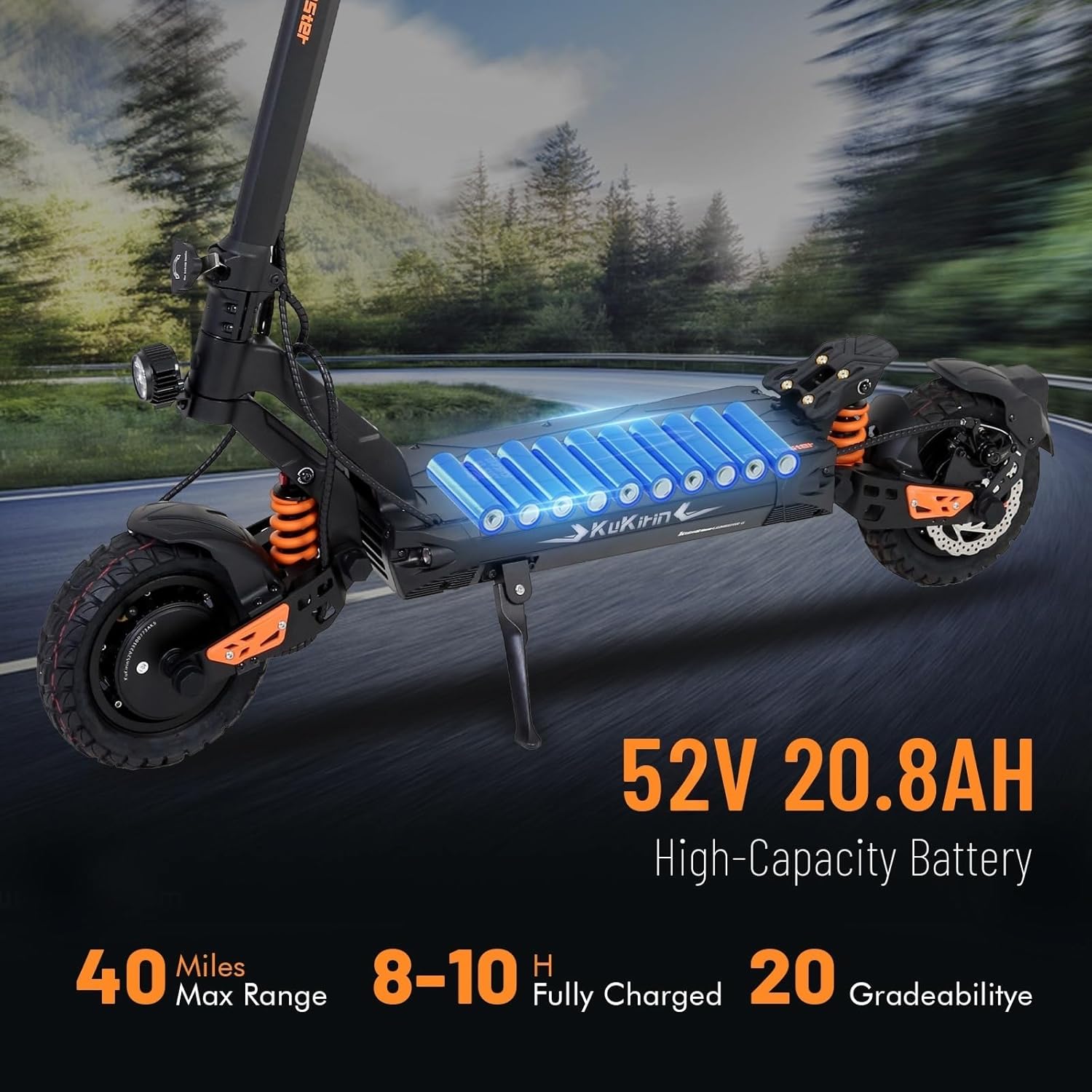 KUKIRIN G2 Master/G2Max Electric Scooter, 2000W Motor, 40 Mph Max Speed & 40 Miles Max Range, with 10'' Off-Road Tire, Foldable Electric Scooter for Adults, Teens, Load 264 Lbs