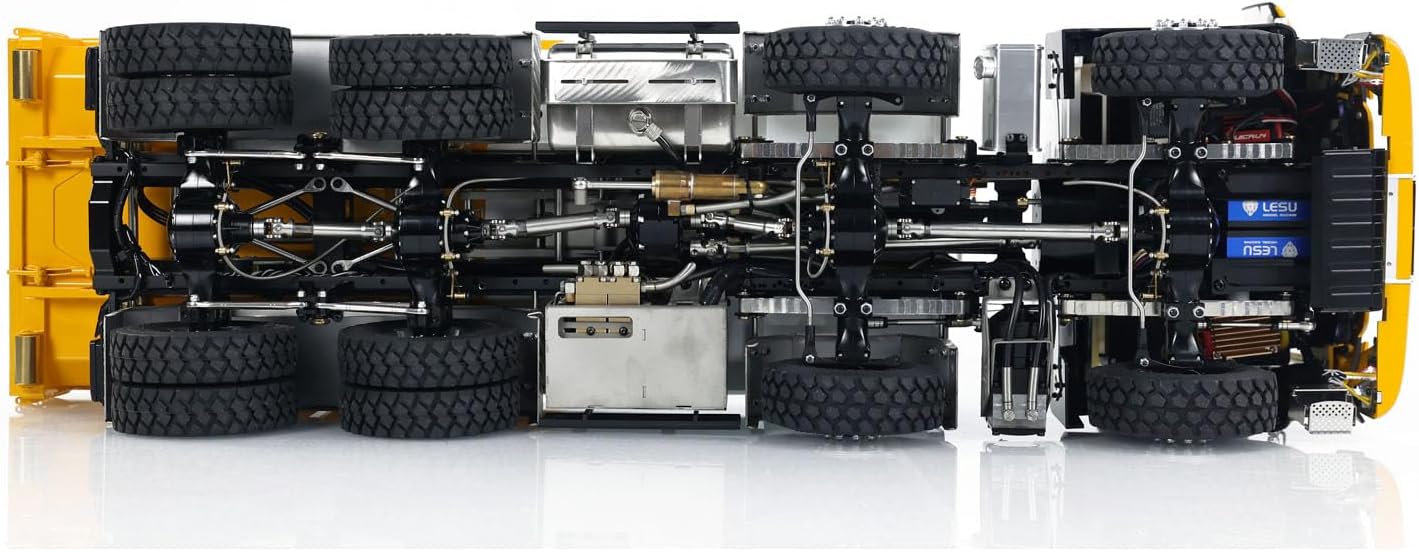 LESU 8x8 1/14 RC Hydraulic Roll On Dumper Truck RTR 2-Speed Transmission Lock Differential Radio Control Full Dump Cars Light Sound System Motor Servo ESC Hobby Grade Model