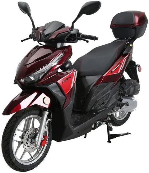 HHH 150cc Scooter Spark150 Gas 150cc Moped 4 Stroke Street Motorcycle Strong Gas Bike with CVT Transmission GY6 Engine (Burgundy)