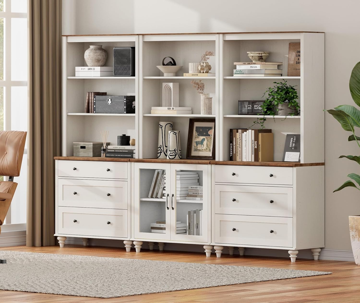 WAMPAT Farmhouser 5 Tier Wooden Bookcase 72