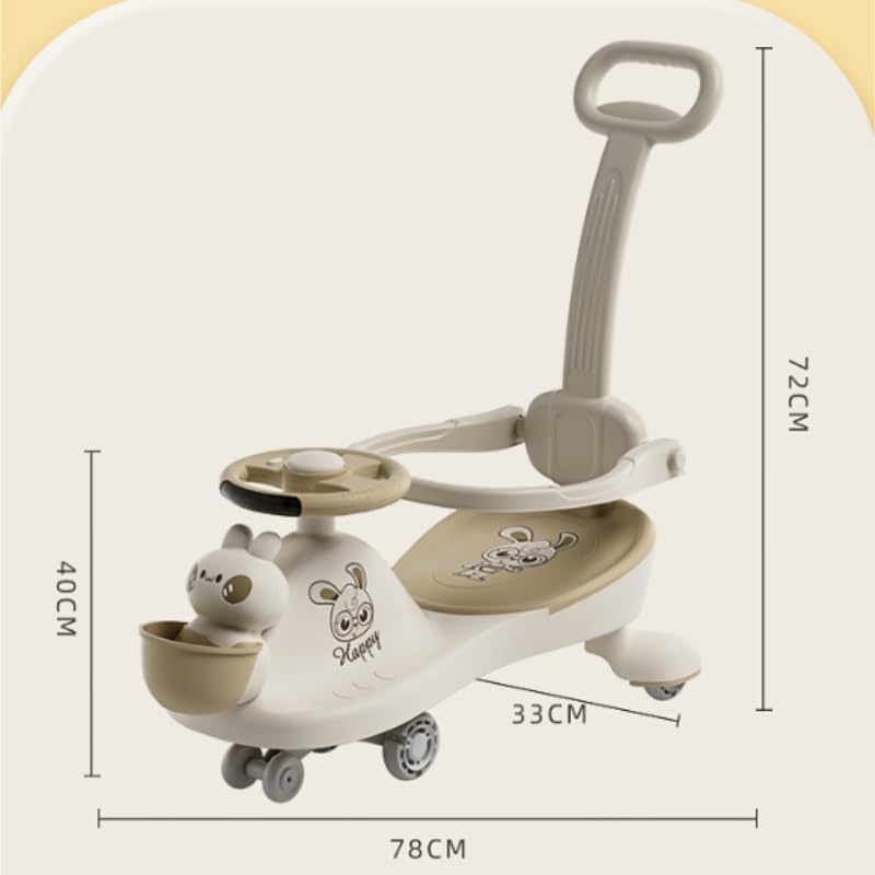 Wiggle Scooter Wiggle Car Music Light Swing Cars Silent Flash Wheel Twist Turn Movement to Steer for Ages 1 Years and Up(Blue,with Push Handle)