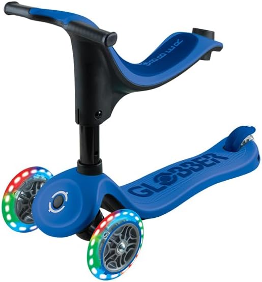 Globber - GO•UP Sporty Lights - 3-Wheel Scooter with Seat, for Children from 15 Months to 6 Years, Dark Blue