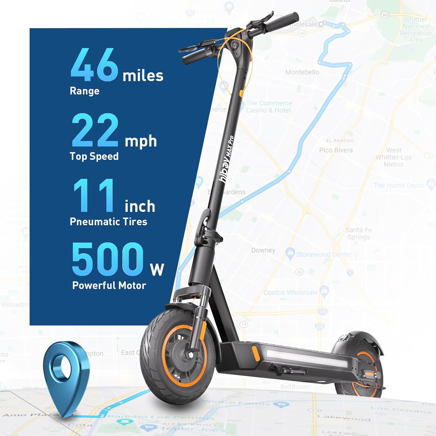 Hiboy S2R Plus/MAX Pro/U2 Pro Electric Scooter, 500W–810W Peak Motor, 19–22 MPH, 22–46.6 Miles Long Range, Foldable Commuter Electric Scooter for Adults
