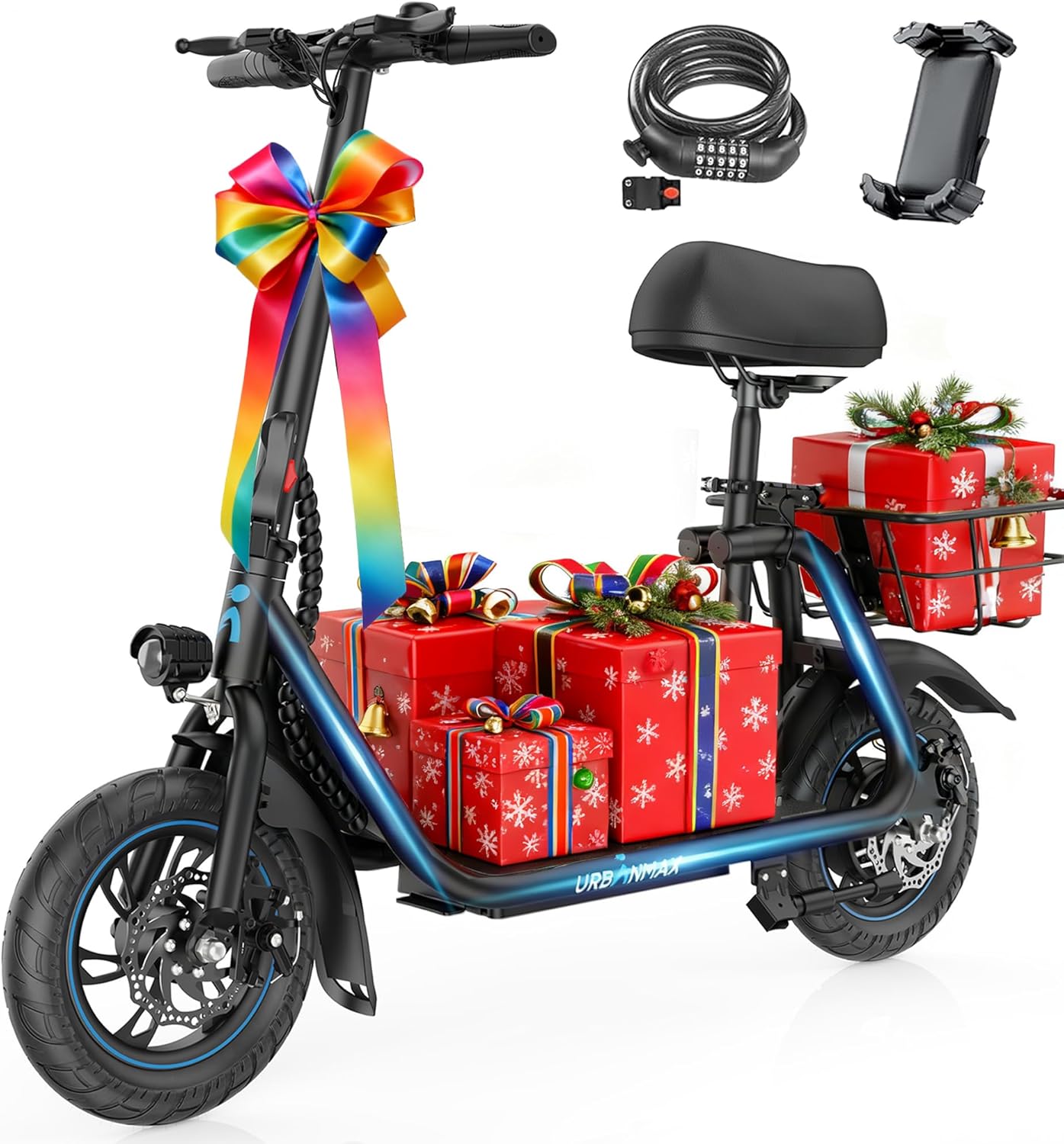 Urbanmax C1 Electric Scooter for Adults & Teens,20 Miles Range, 265 Lbs,Top Speed 16MPH, Wide Anti-Slip Deck for Commute, Groceries, Pets, Foldable Commuter Escooter with Seat and Basket