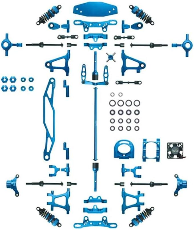 Powerhobby Tamiya TT-02 Aluminum Upgrade Kit TT02 Arms/Motor Mount/Shocks/Battery/Drive Shaft (Blue)