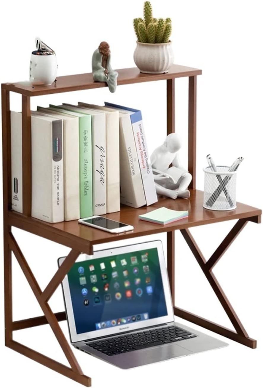 TOMYEUS Book Shelf Desktop Small Bookshelf Creative Storage 2-Tier Storage Rack Short Bookcase Display Storage Unit Office Living Room Furniture Bookshelves