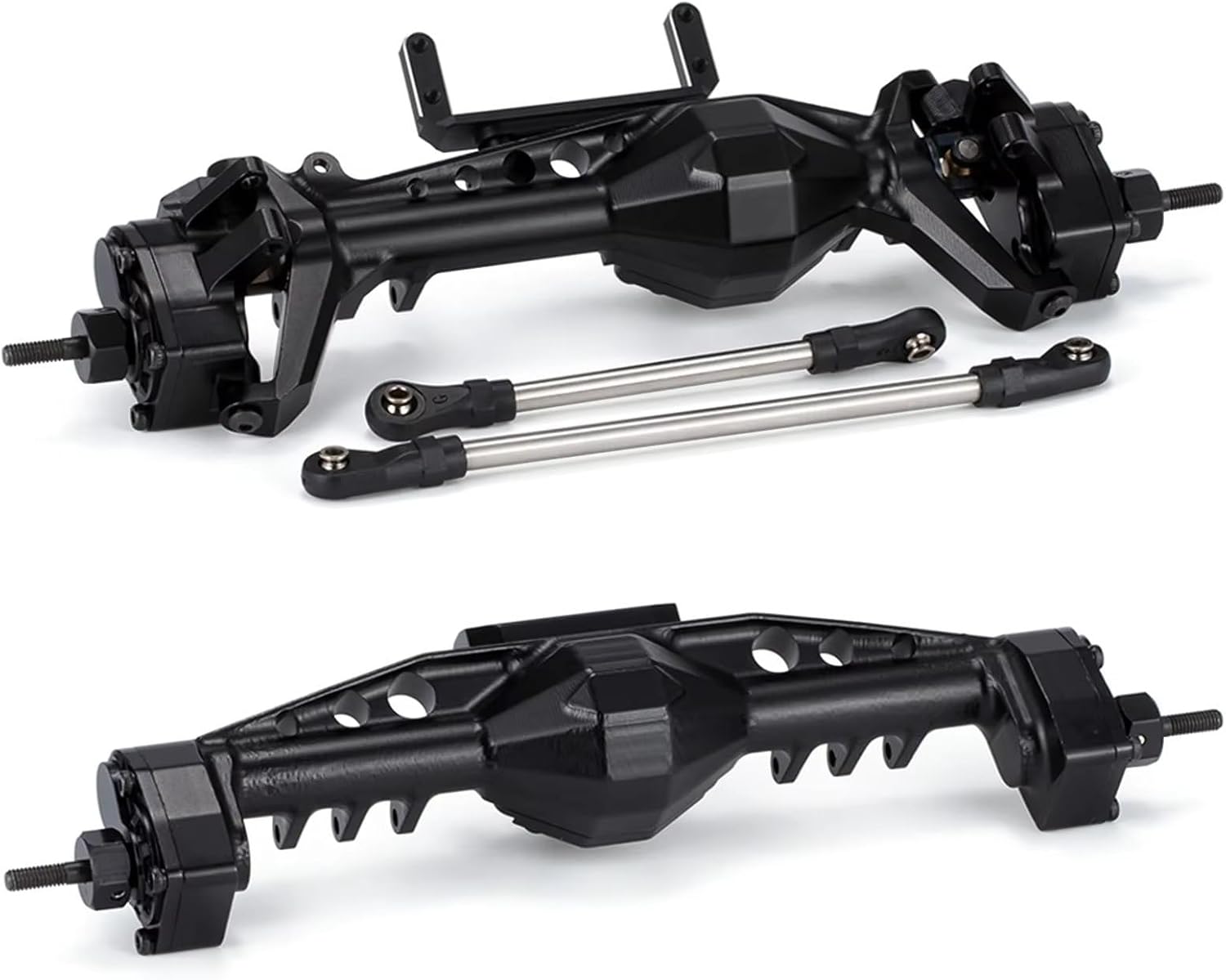 Parts For Axial For SCX10 III AR45 For LCG 1/10 CNC Aluminum Offset Pumpkin Portal Axle With Servo Mounts RC Crawler For Chassis(Black,Set)