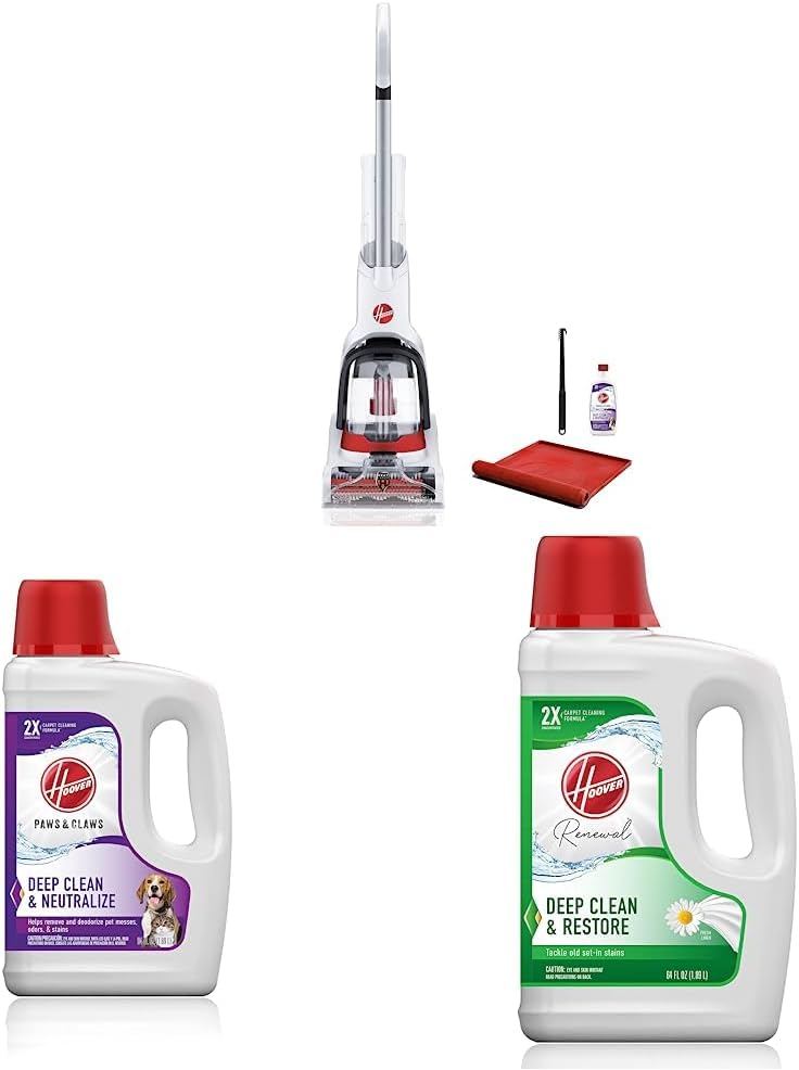 Hoover PowerDash Pet+ Compact Carpet Cleaner & Paws & Claws Deep Cleaning Carpet Shampoo with Stainguard & Renewal Deep Cleaning Carpet Shampoo