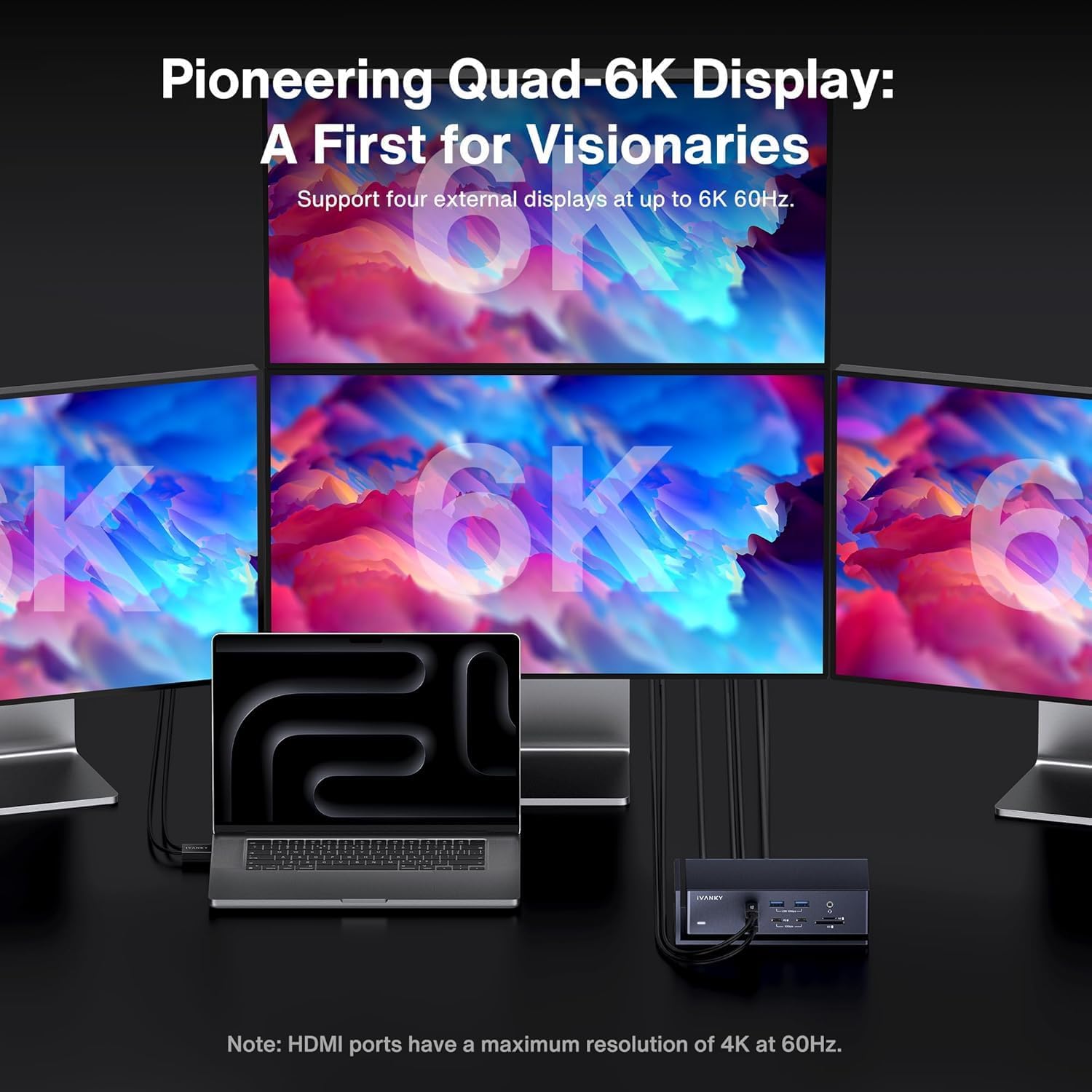 iVANKY FusionDock Max 1, 20-in-2 Thunderbolt 4 Docking Station Only for M1-M5 Pro/Max MacBook, Quad 6K or Dual 8K Display, 40Gbps Dock with 4 Downstream Thunderbolt 4 Ports, 100W, 2.5G LAN, SD 4.0