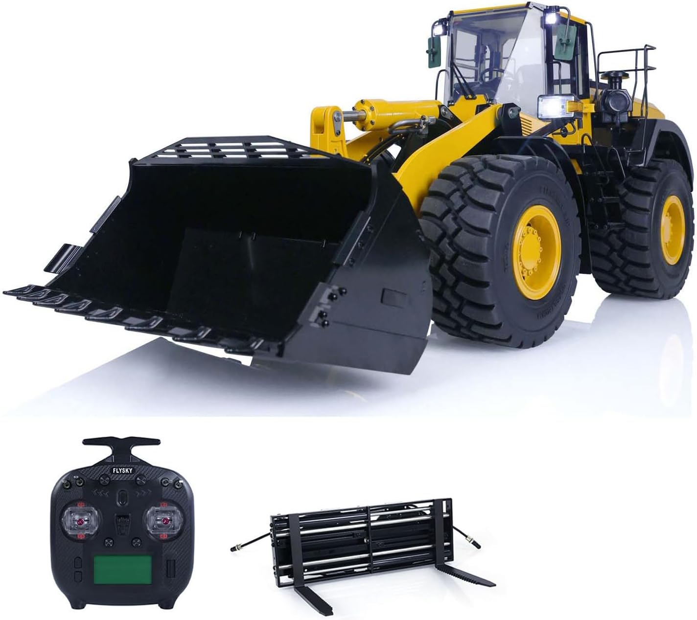 TOUCAN RC HOBBY 2Speed Metal 1/14 RC Hydraulic Loader WA480 Heavy Construction Machine Differential Lock Quick Coupler Fork Light Sound ST8 for Ages 14+