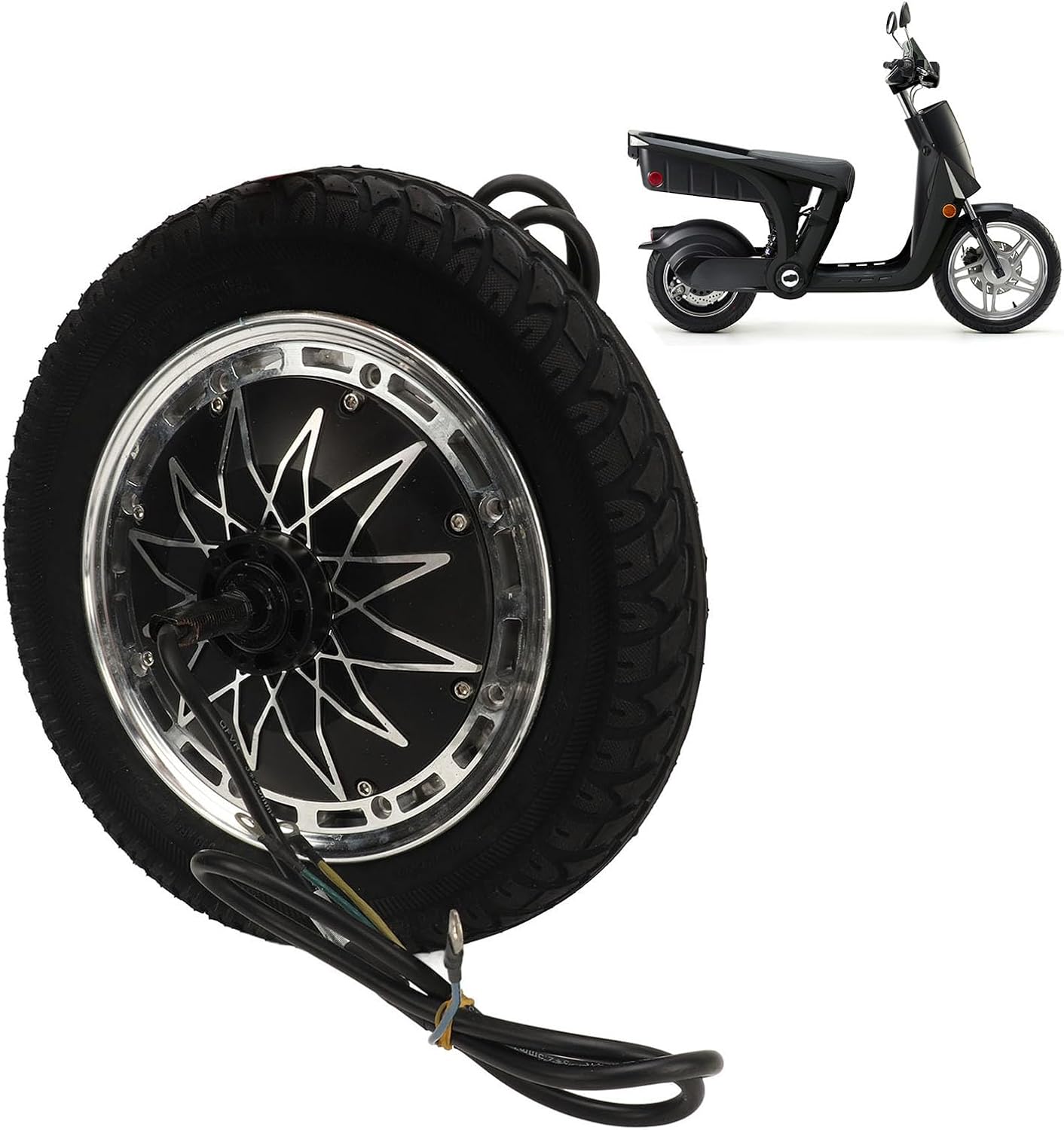 12 inch Electric Scooter Hub Motor Wheel, 48V 72V 1000W 5000W Brushless DC Vacuum Tire Hub Motor for Electric Motorcycle Scooter