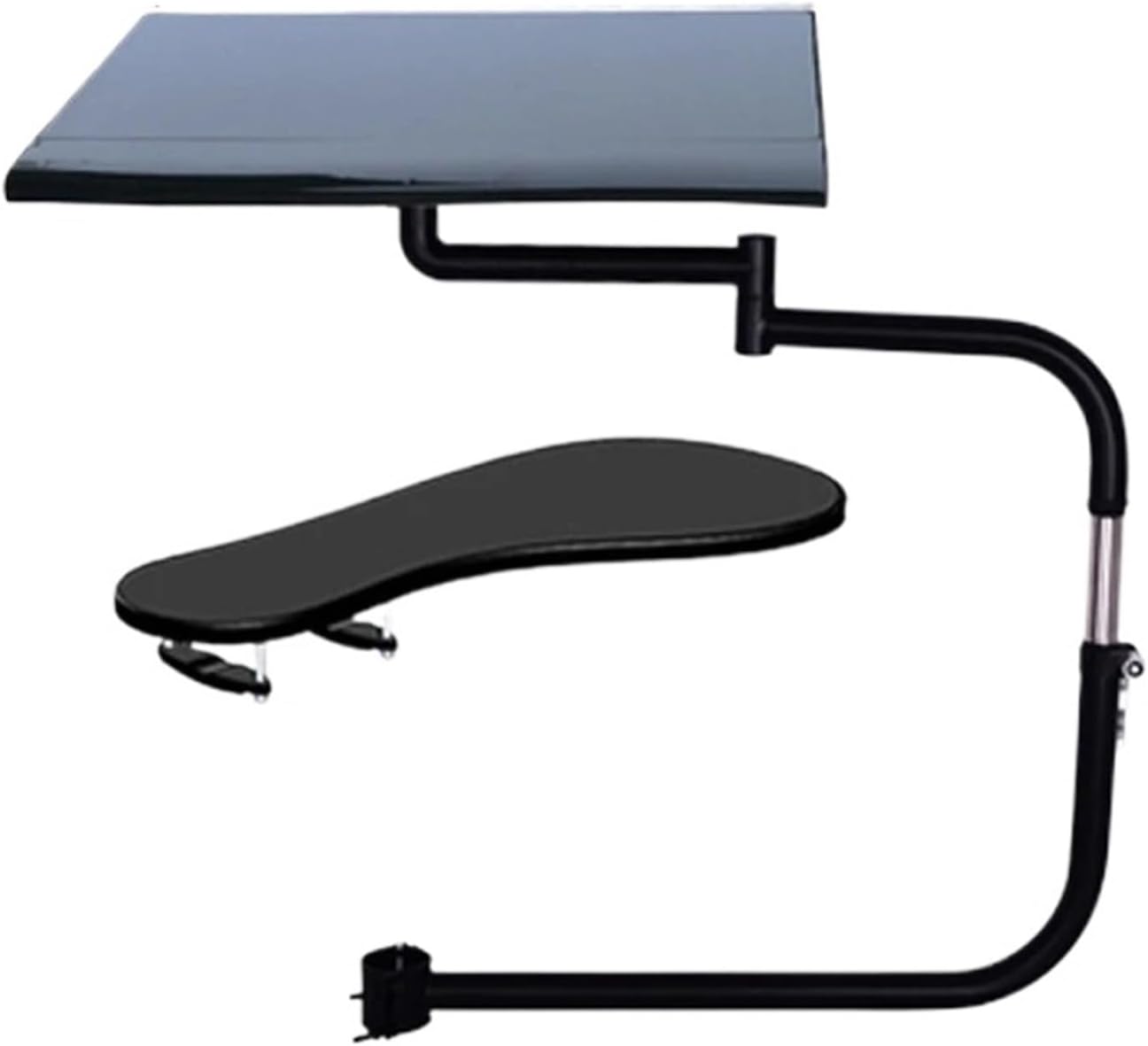 OK010 Multifunctional Full-Motion Chair Clip-On Keyboard Stand Laptop Stand Mouse for Comfortable Office and Gaming(SILVER)