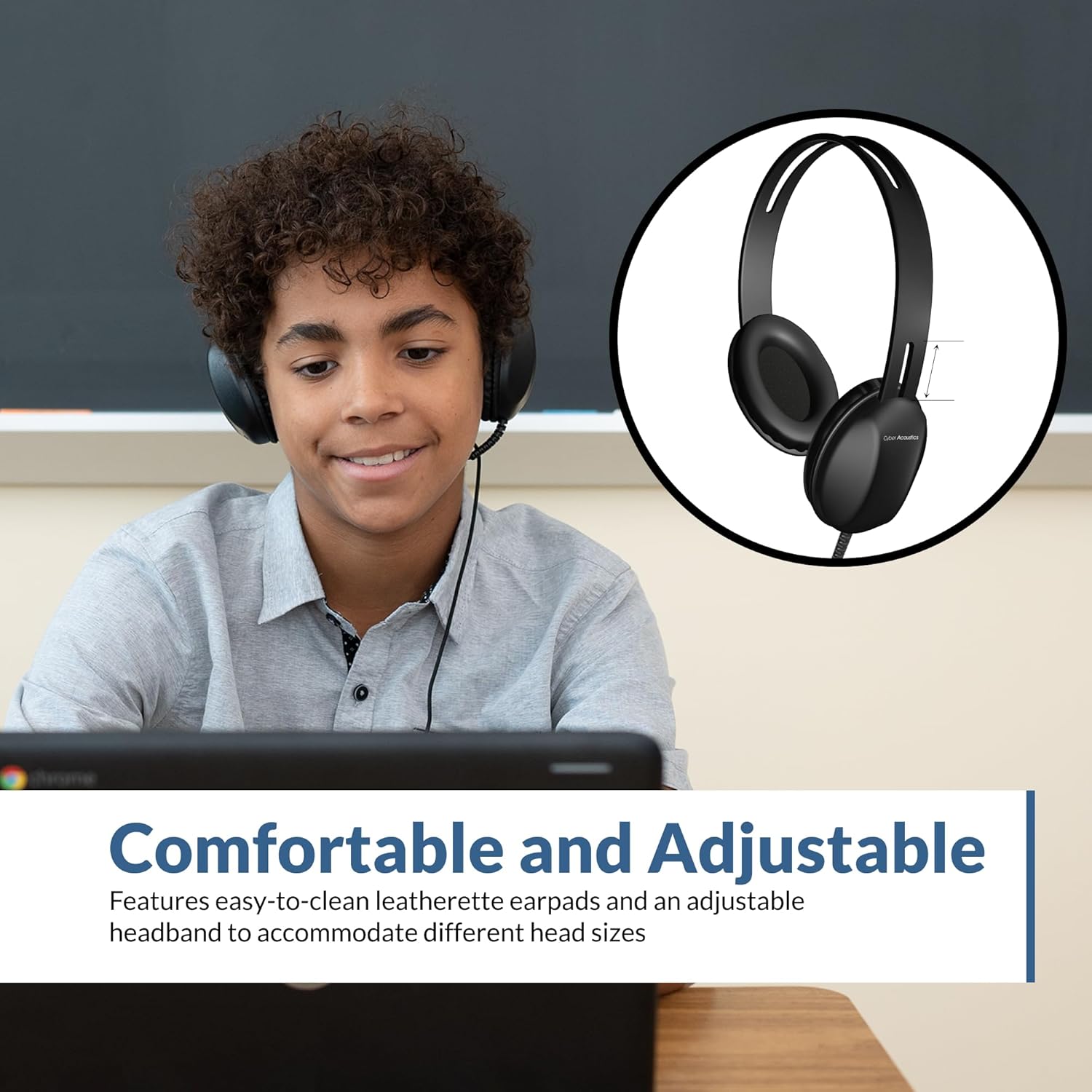 Cyber Acoustics Lightweight 3.5mm Headphones (ACM-4004-80) - Great for use with Cell Phones,Tablets, Laptops, PCs, Macs - 80 Pack