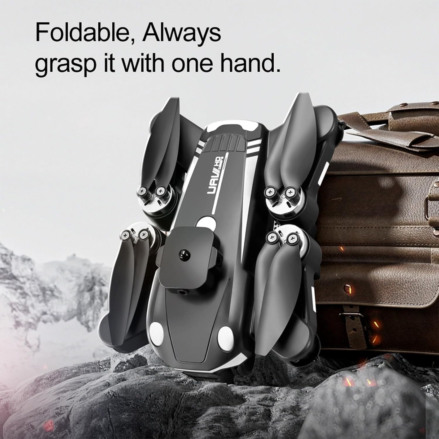 Drone with Camera, Foldable RC Quadcopter with Upgrade Altitude Hold, Headless Mode Brushless Motor Portable Mini Drones with Carrying Case Remote Control Quadcopter Camera Foldable Drone Christmas Gift