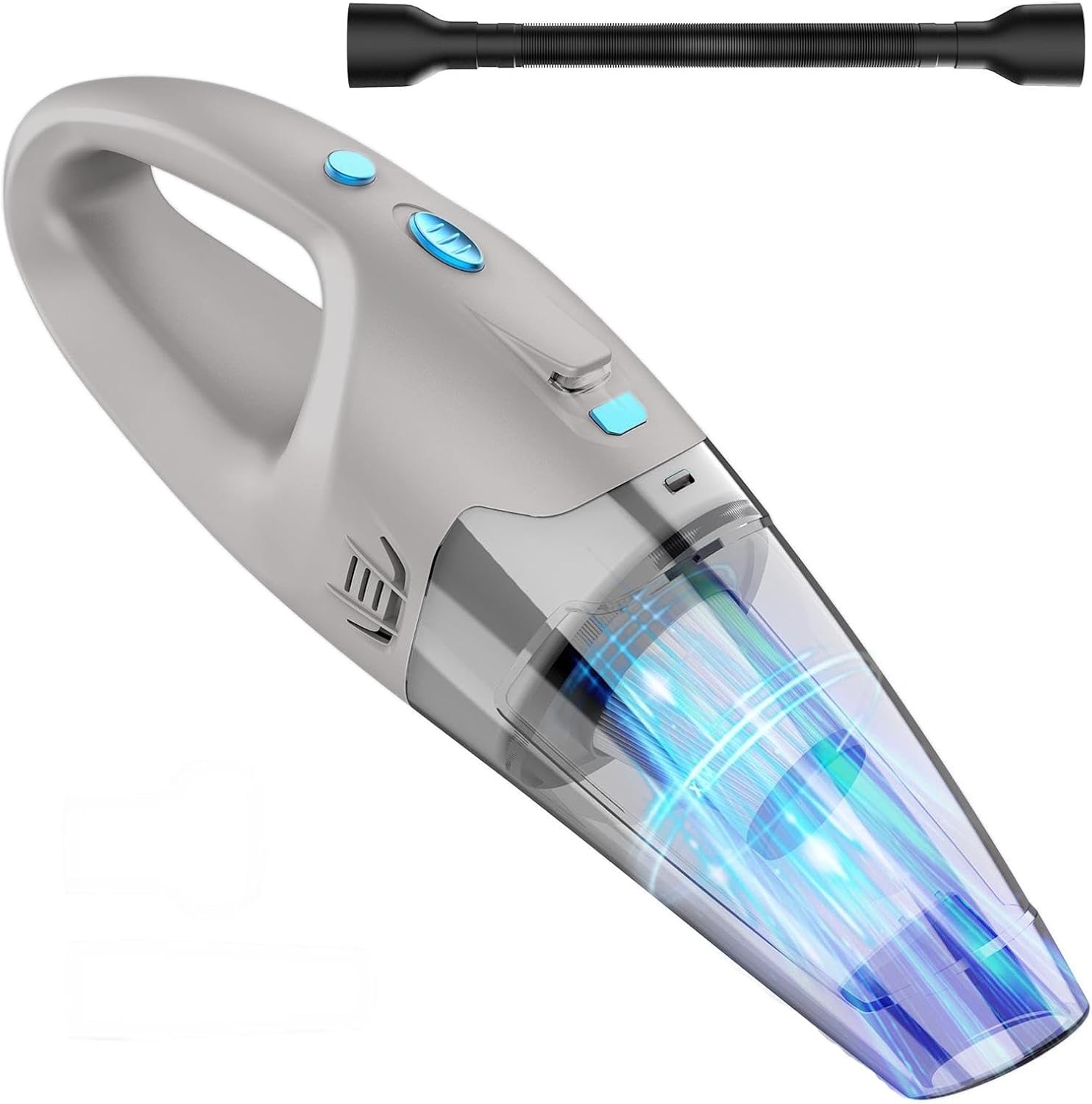 FUOAYOC Handheld Vacuum Cordless, 12V Battery Powered, Blue, HEPA Filter, 2000mAh, All Floors, with Crevice Tool, 4.72x4.62x15.75 Inches