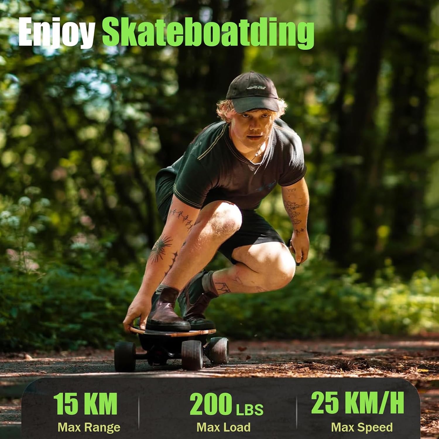Electric Skateboard with Remote, Complete Cruiser Longboard Skateboard for Adults, Commuting E-Longboard Easy Carry Handle Design, 15 KM Range D