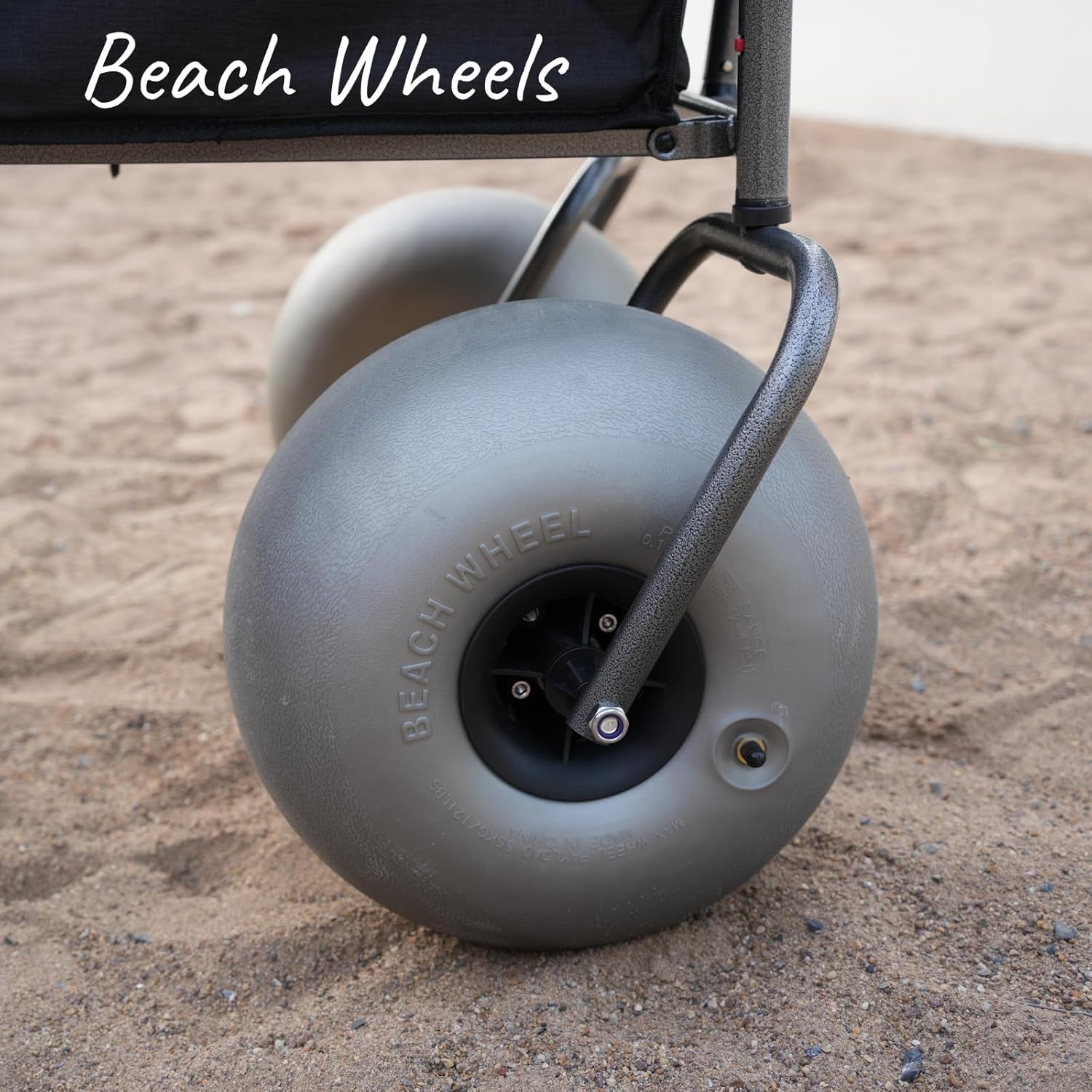 Stroller Wagon with Big Balloon Wheels for Sand, Folding Pull Push Cart with Removable Canopy, 13'' Inflatable Tires, Pump Included