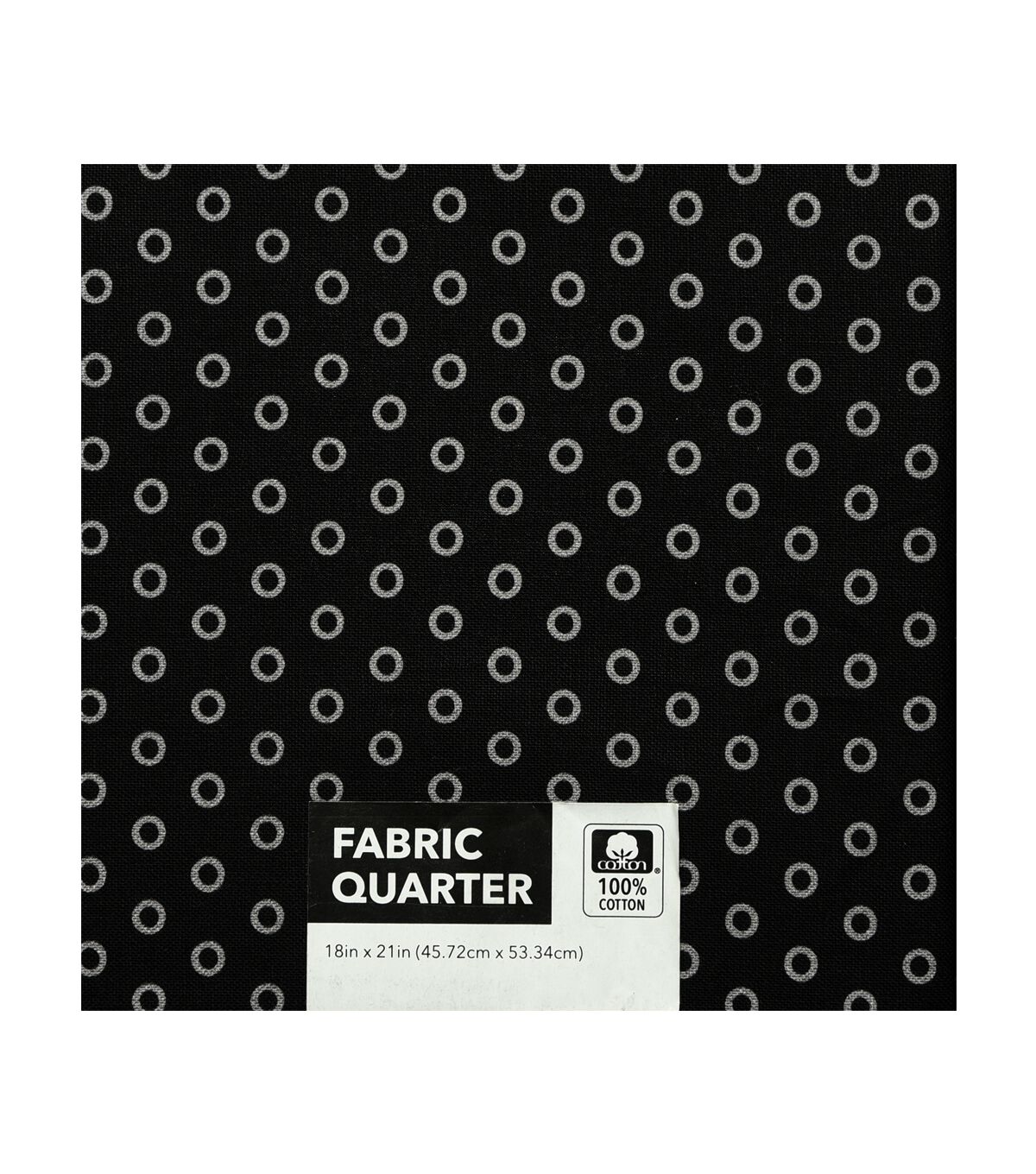 18 x 21 Circles on Black Cotton Fabric Quarter 1pc by Keepsake Calico