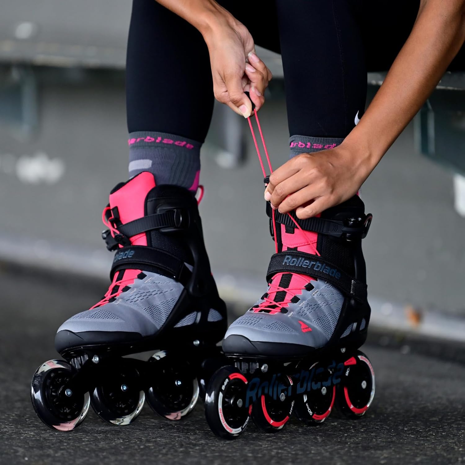 Rollerblade MACROBLADE 90 W, Inline-Skates für Damen, Fitness Inliner, Neutrum Grau/Paradies Rosa