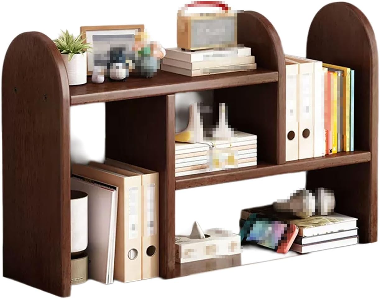 Bookshelf for Desktop Storage Solid Wood Bookshelf，Expandable Bookcase, Multipurpose Adjustable Wood Rack Organizer for Home Dorm Office Supplies(Color:B)
