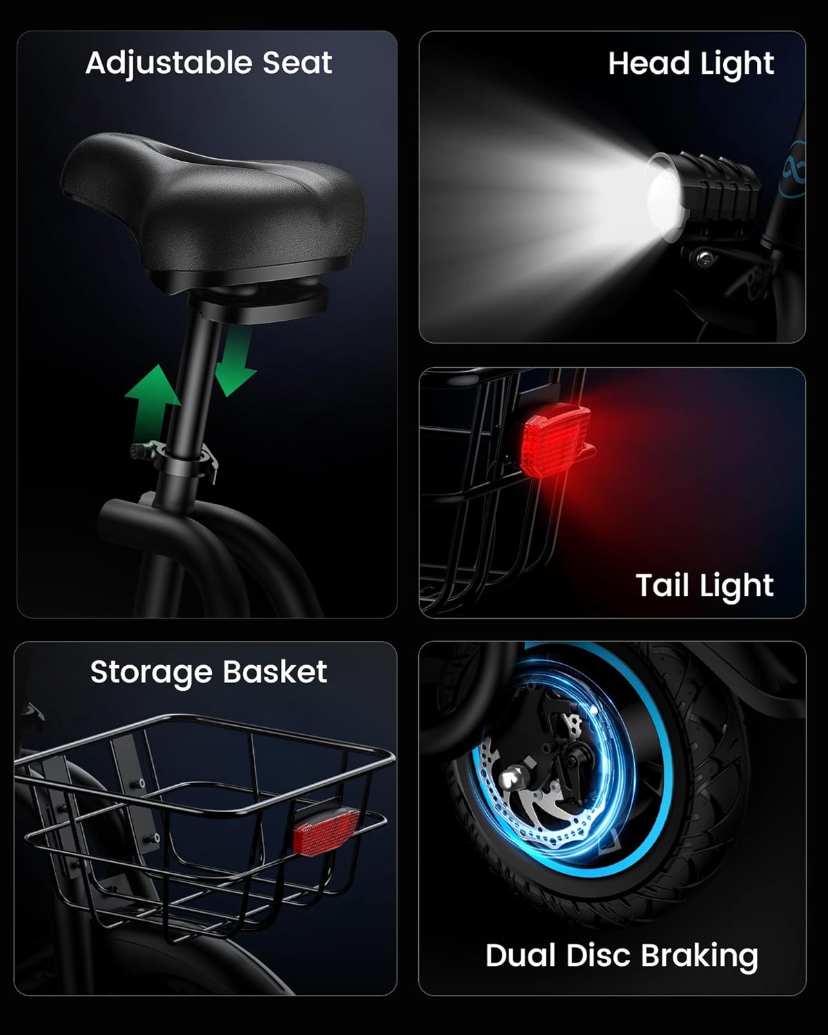 C1 Electric Scooter with Seat for Adults, 300W Motor, 20-Mile Range, 15.5 MPH, Foldable Commuter E-Scooter with Basket for Grocery, Pets, and Daily Commute– Carbon Black