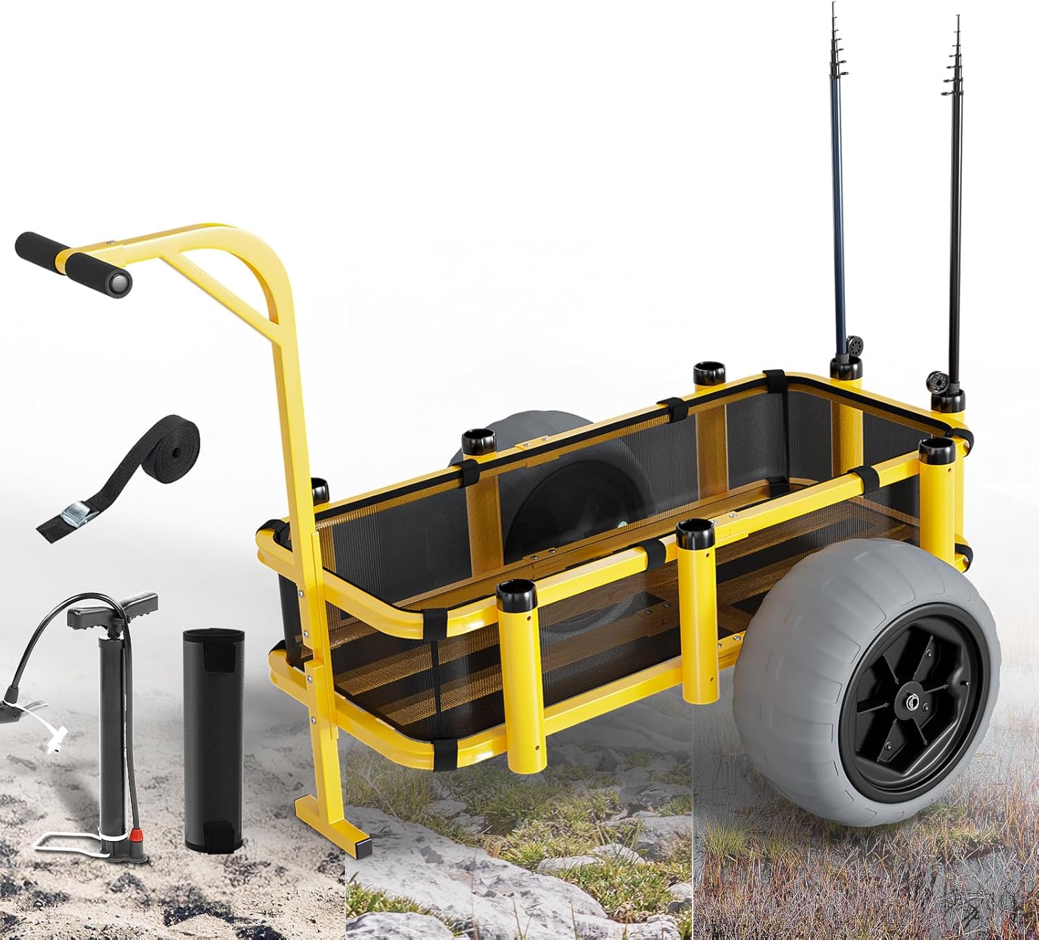 Bonnlo Beach Cart, Fishing Cart with 16